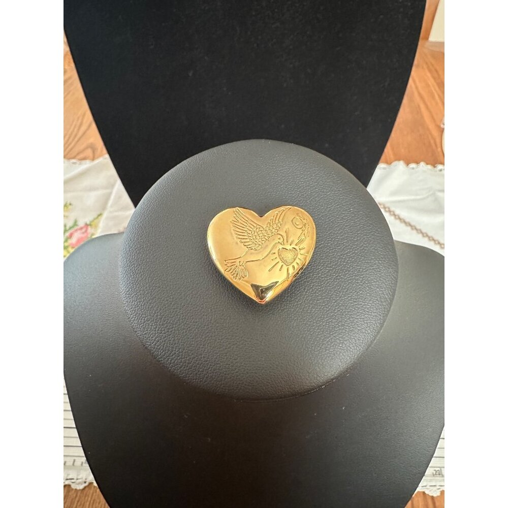 The Variety Club Gold-Tone Heart Pin With Dove & Sunburst Design 1 inch